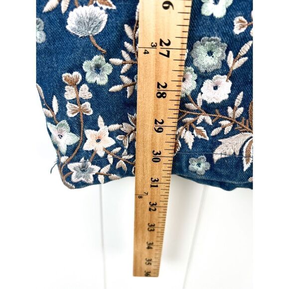 Needle & Thread Boho Romantic Overall Floral-Embroidered Denim Pinafore Dress 2 - Picture 6 of 13